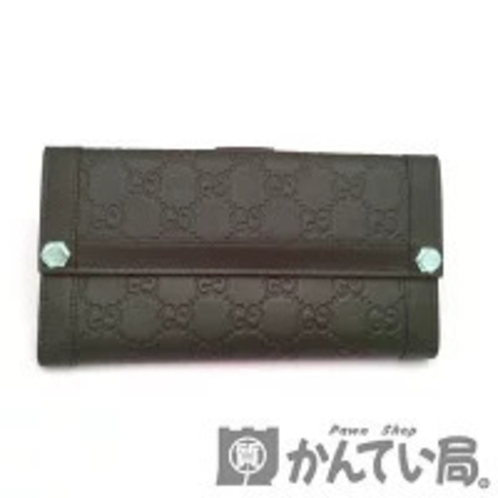 Gucci ssima Closure Leather Wallet Double Long Embossed Snap Charmie Black